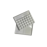 PALETA RECTANGULAR CON TAPA DIM.18X15 CM - Con 28 pocillos y portapinceles